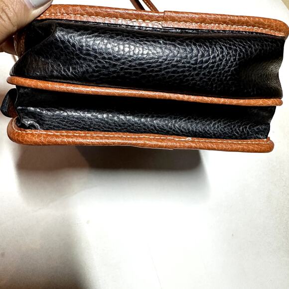 VTG Esprit Accessories Cross Body Bag Magnetic Snap Leather Black Brown - Picture 4 of 10